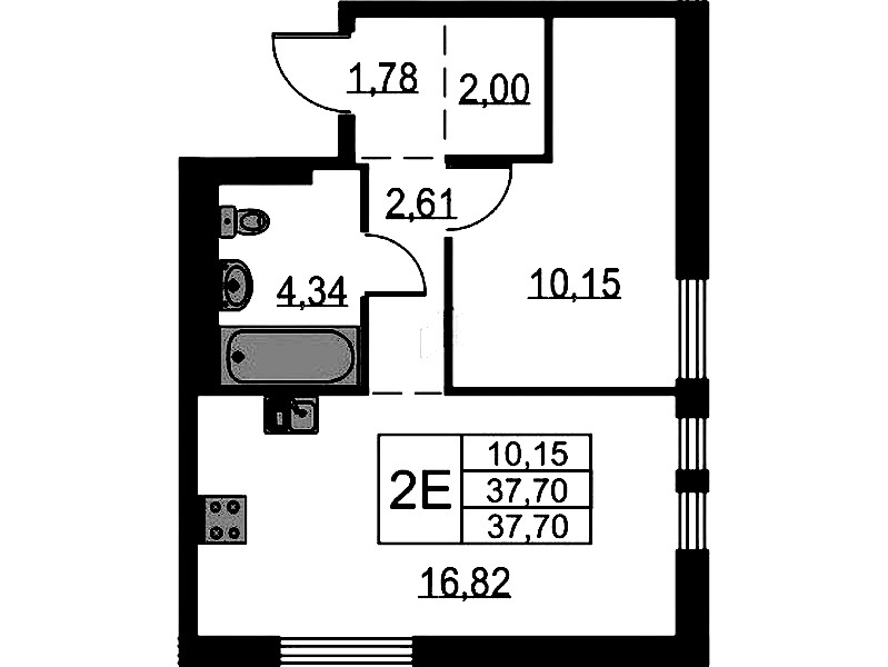 1-комнатная квартира 37.7 м², 2/12 эт., ЖК «Невская Долина»